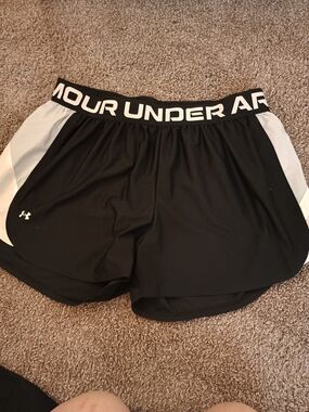 Under Armour Black with White Panels Women's Athletic Shorts